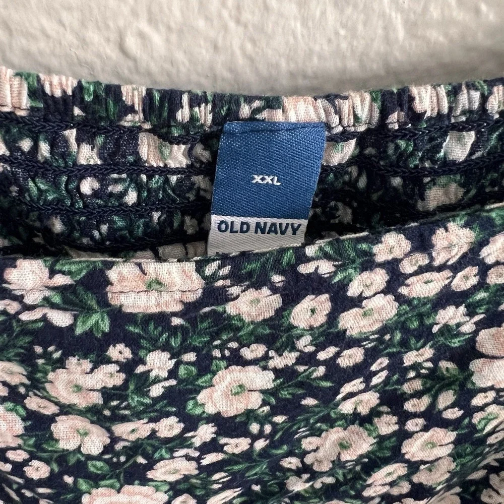Women's XXL Peasant Top Blouse Smocked Puff Sleeve Floral Cottagecore Old Navy